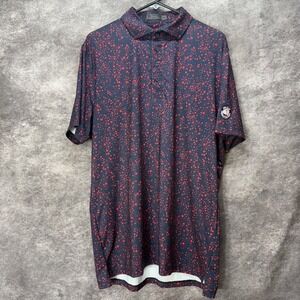 G/FORE Golf Polo Shirt Mens XL Constellation Tech Navy Blue Red Stars Kin Cup